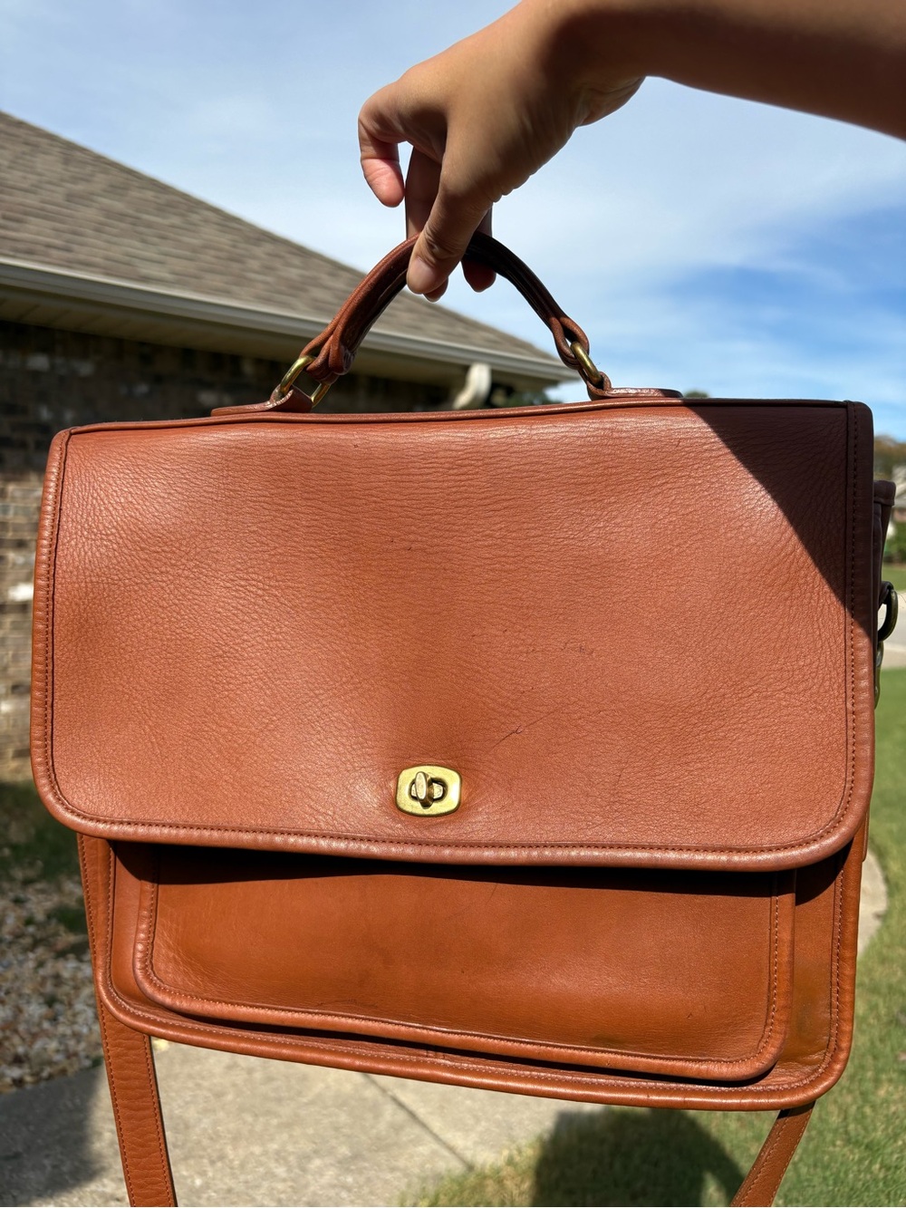 Vintage Coach Colebrooke Case #5181 British Tan Leather Briefcase Messenger Bag